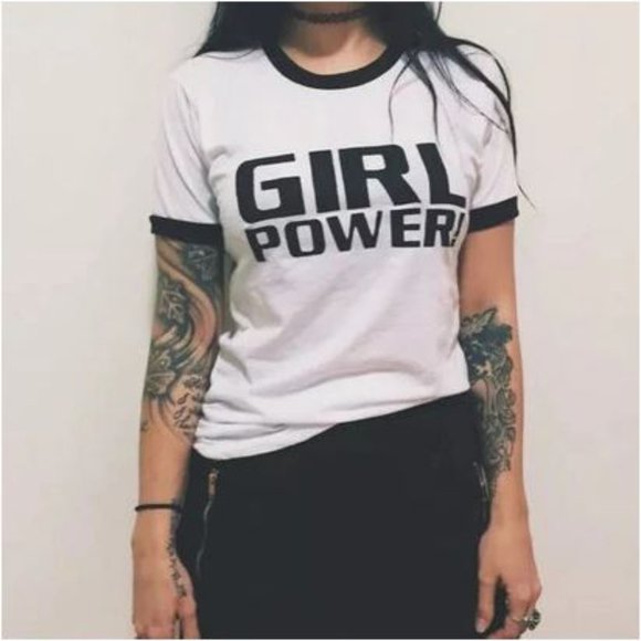 Girl Power Ringer Tee 90s Y2k Vintage Style - Picture 2 of 8